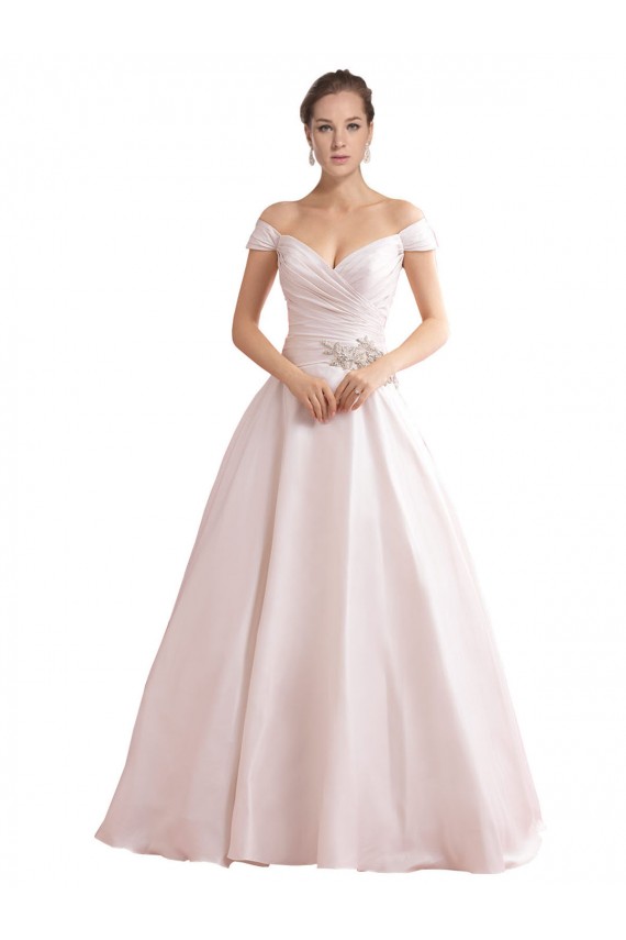 Satin Sweetheart V-Back A-Line Ivory Wedding Dresses Derby