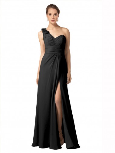 Soft Chiffon Sweetheart A-Line Black Bridesmaid Dress / Formal Dress Derby