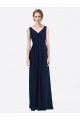 Soft Chiffon V-Neck Low Back A-Line Dark Navy Evening Gowns / Bridesmaid Dress Derby