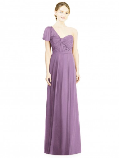 Soft Chiffon Sweetheart Open Back A-Line Dark Lavender Formal Dress / Bridesmaid Dress Derby
