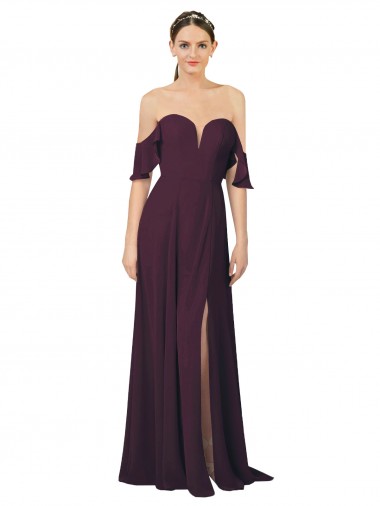 Soft Chiffon Sweetheart Sheath Grape Formal Dress / Bridesmaid Dress Derby