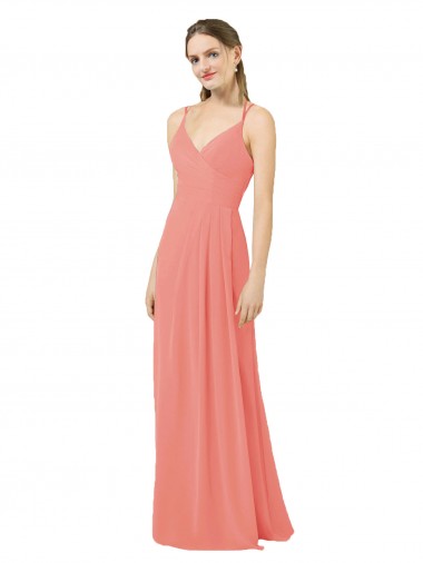 Soft Chiffon V-Neck Keyhole Back Sheath Desert Rose Bridesmaid Dress Derby