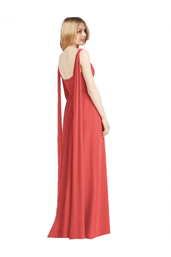 Soft Chiffon V-Neck Low Back A-Line Firecracker Bridesmaid Dress Derby