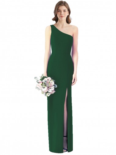 Soft Chiffon One Shoulder Trumpet Dark Green Bridesmaid Dress Derby