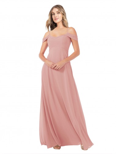 Soft Chiffon Scoop Neck A-Line Bliss Pink Bridal Party Dress Derby