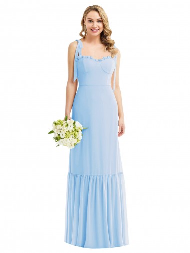 Soft Chiffon Sweetheart A-Line Light Sky Blue Semi Formal Evening Dress / Bridesmaid Dress Derby