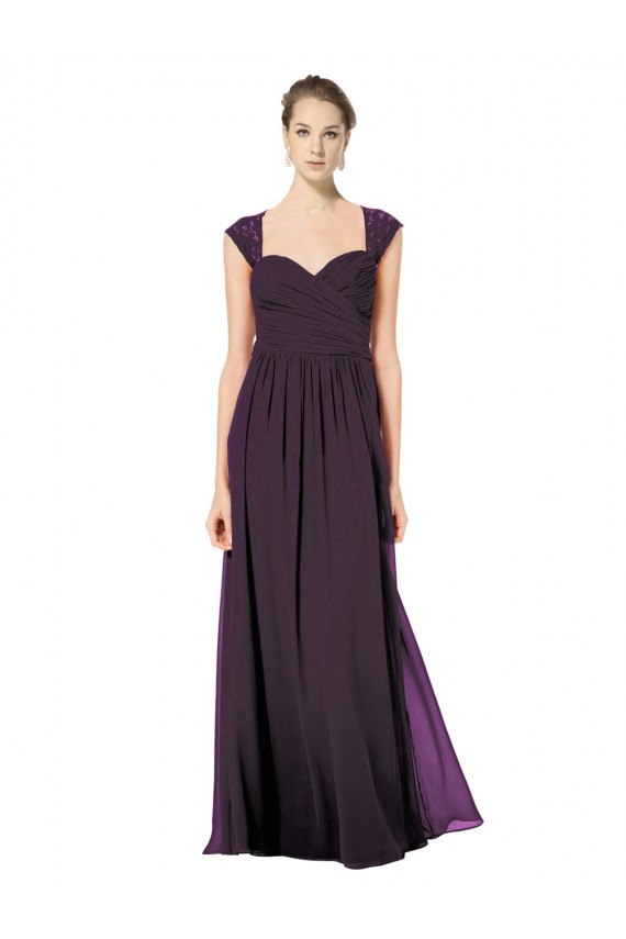 Soft Chiffon & Lace Sweetheart Keyhole Back A-Line Grape Formal Dress / Bridesmaid Dress Derby