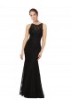 Lace Jewel Neck Open Back Sheath Black Bridesmaid Dress Derby