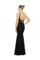 Lace Jewel Neck Open Back Sheath Black Bridesmaid Dress Derby