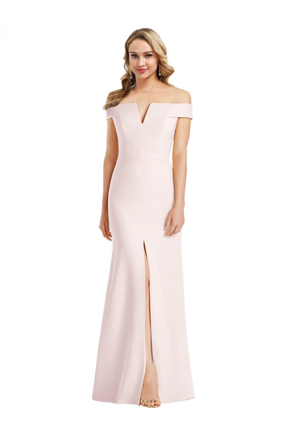 Stretch Crepe V-Neck Trumpet Pink Bridesmaid Dress / Evening Dress Derby