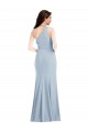 Stretch Crepe One Shoulder Trumpet Light Sky Blue Formal Dress / Bridesmaid Dress Derby